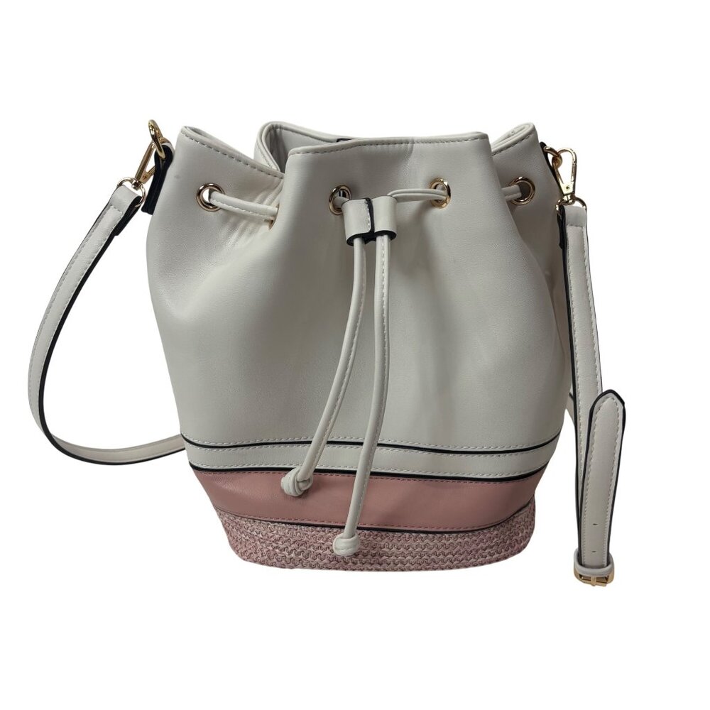 Jen & Co Darcy Pink Bucket Bag Vegan Leather Crossbody Shoulder Handbag Purse - Picture 5 of 13